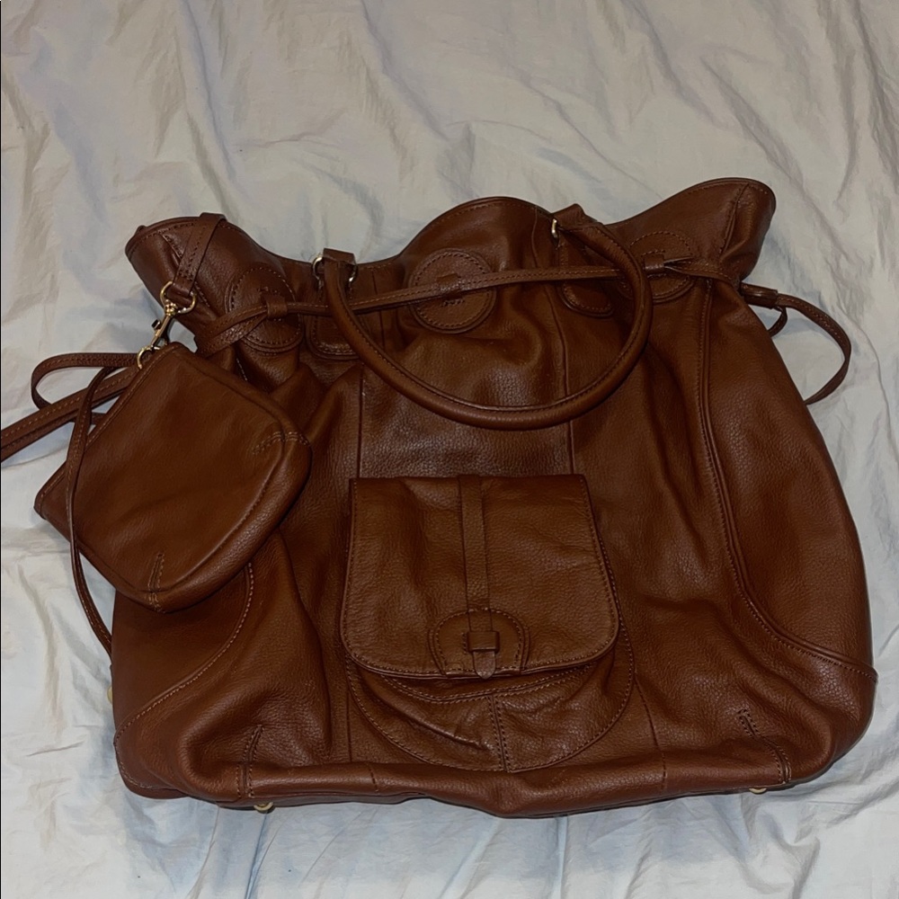 Elegant Brown Leather Tote Bag